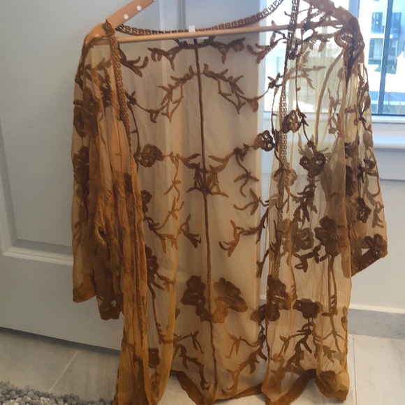 Maurices Sweaters - Yellow lace kimono